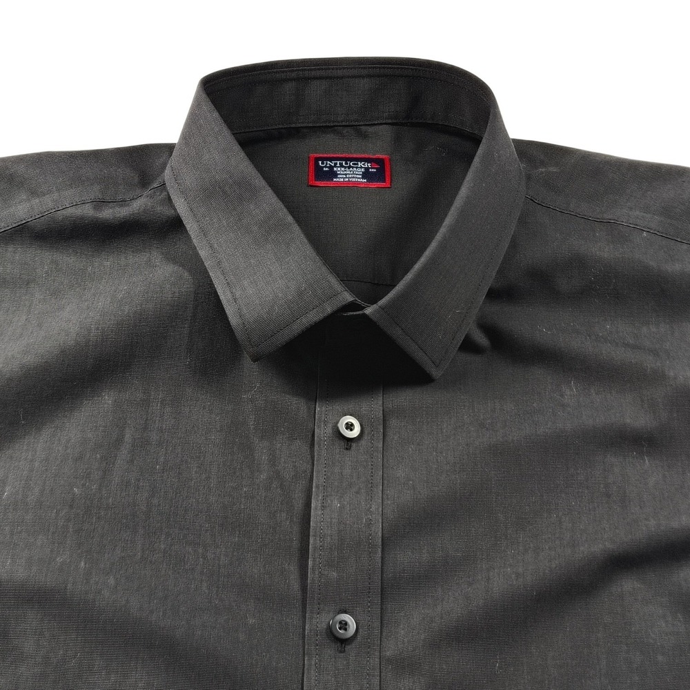 UNTUCKit Black Stone WF Button Down Shirt Mens XXXL Black 100% Cotton 31360